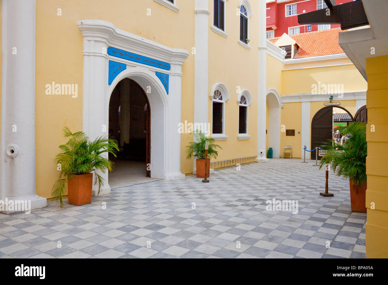 The courtyard entrance to the Jewish Synagogue in Curacao, Netherlands Antilles. Stock Photo