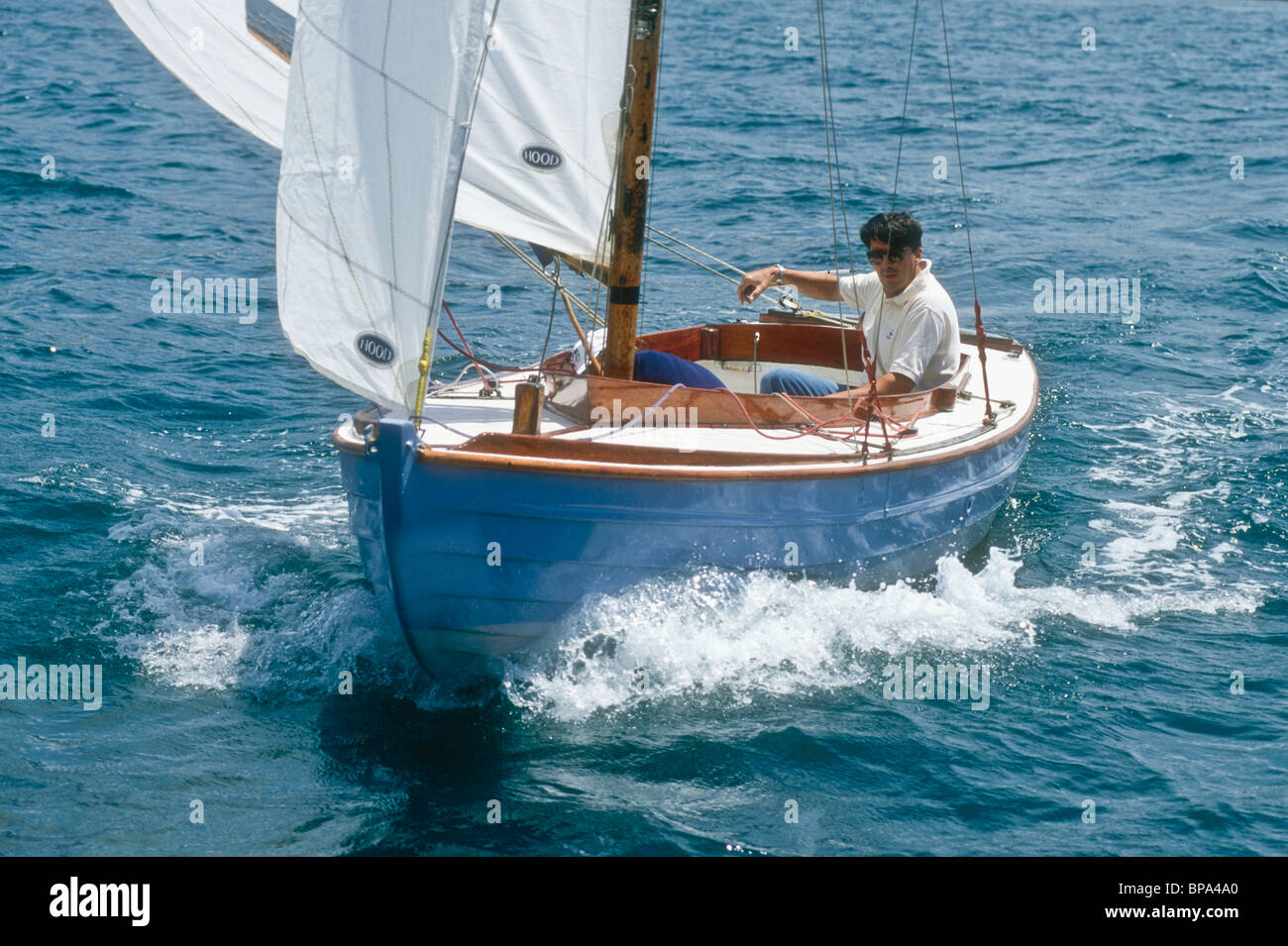 A Victory class sailing dinghy racing off Gibraltar Mediterranean Europe Stock Photo Alamy