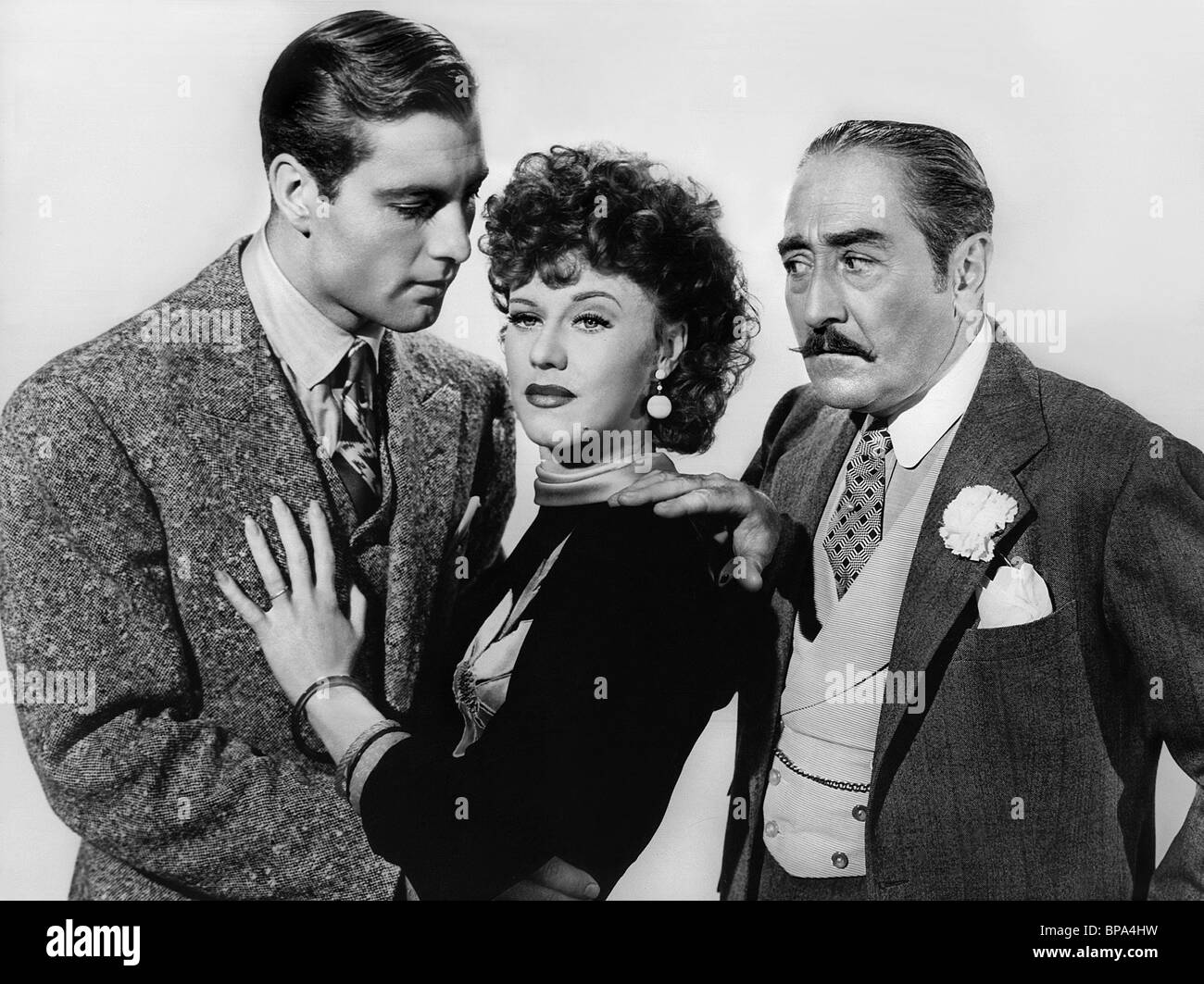 GEORGE MONTGOMERY, GINGER ROGERS, ADOLPHE MENJOU, ROXIE HART, 1942 Stock Photo