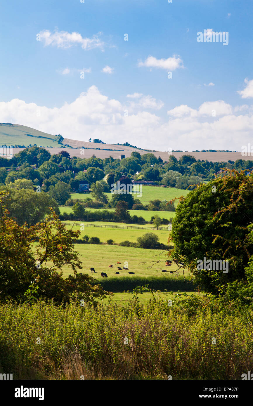 View from Upper Wanborough towards Liddington in Wiltshire, England, UK Stock Photo