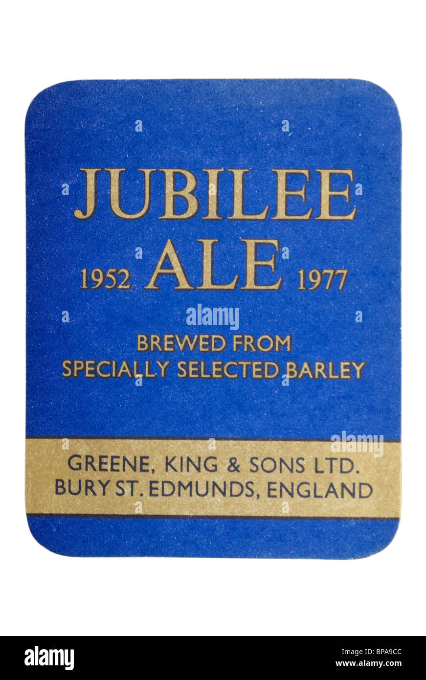 Greene King Jubilee Ale bottle label circa 1977. Stock Photo
