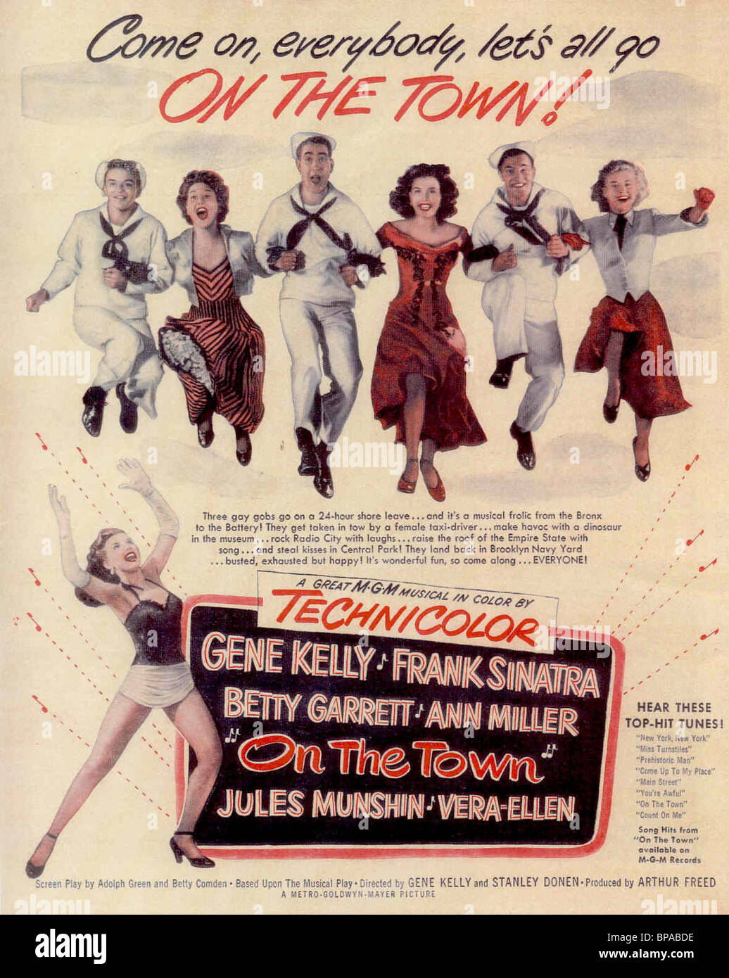 FILM POSTER WITH FRANK SINATRA, GENE KELLY, ON THE TOWN, 1949 Stock Photo