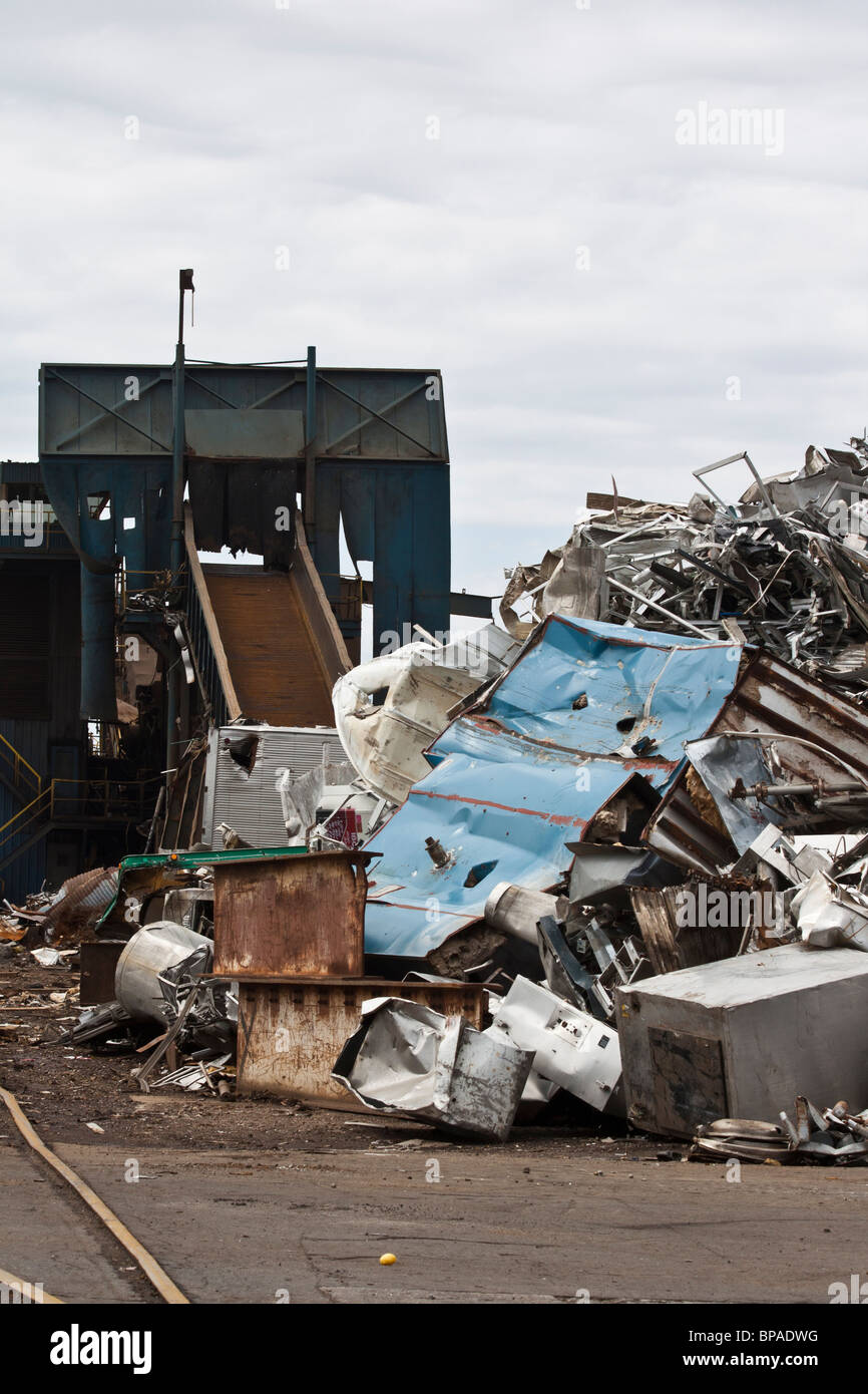 Louis Padnos Iron And Metal Company recycling yard in Holland Michigan USA US Scrap metal recycling industry company processing vertical hi-res Stock Photo