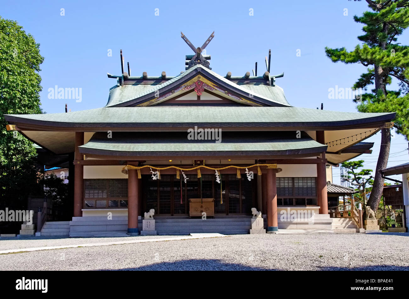 One of the buildings at Kishiki Shrine in Kishiwada, Osaka, Japan. Starting point for the famous Danjiri festival. Stock Photo