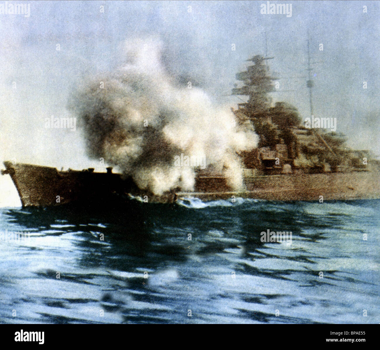 Battleship Scene Sink The Bismarck 1960 Stock Photo