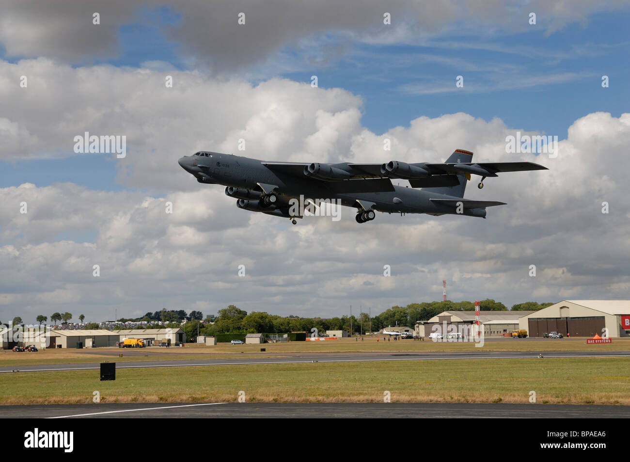 Boeing B-52H Stratofortress from the 20th Bomb Squadron US Air Force Global Strike Command displays at the 2010 RIAT Stock Photo