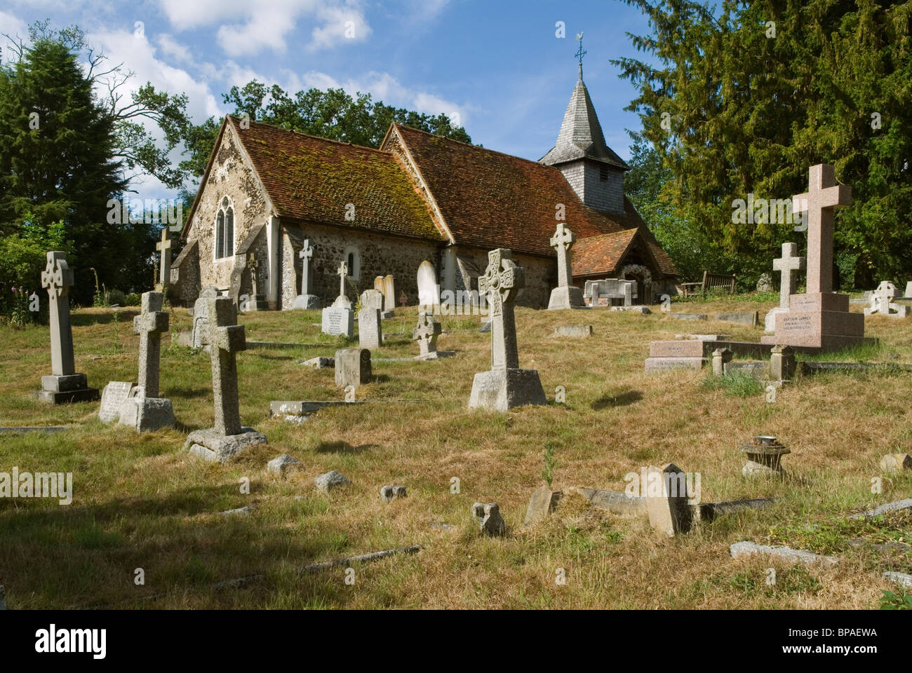 Pyrford Church of St Nicholas Surrey England. HOMER SYKES Stock Photo