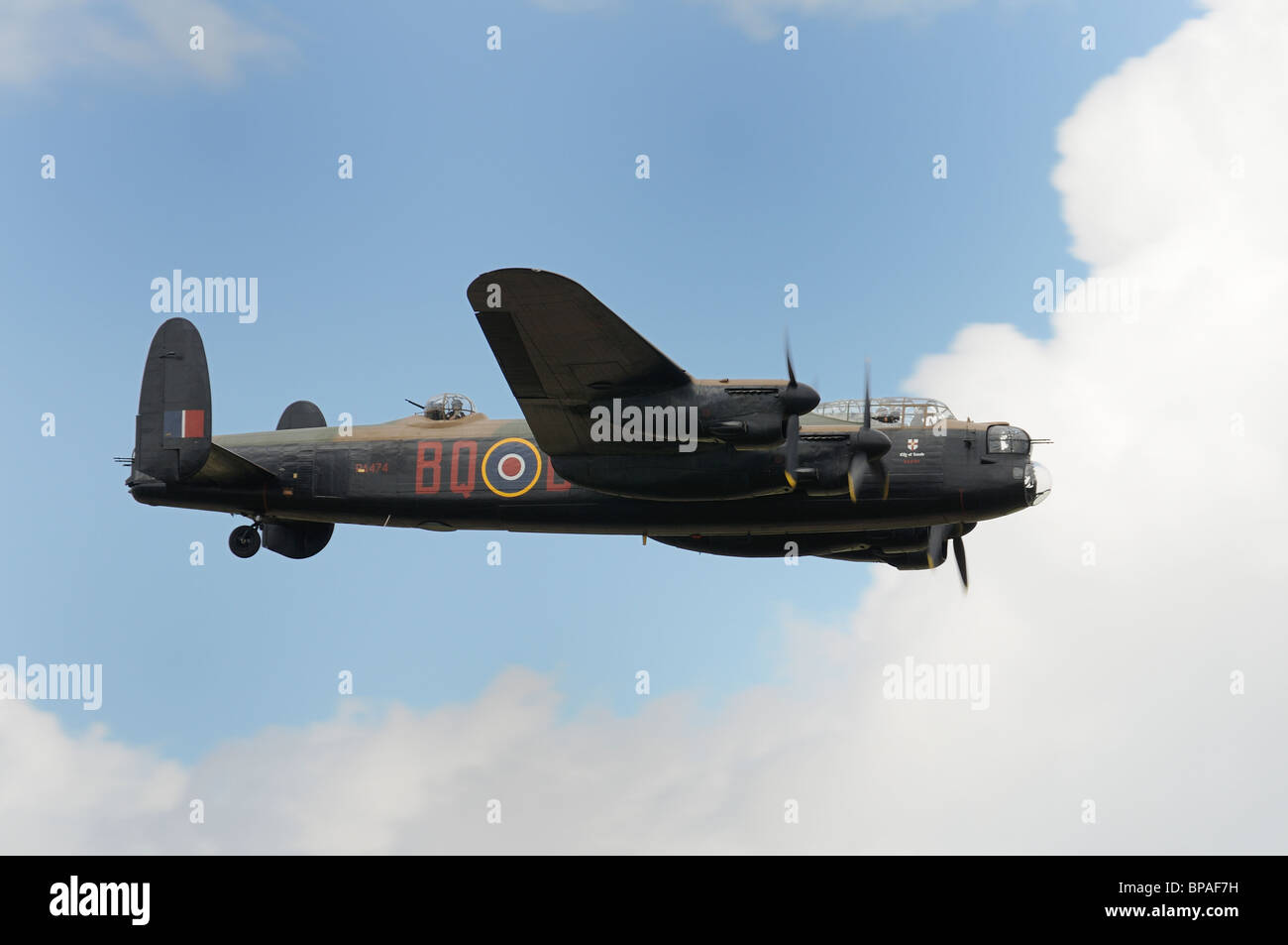 Avro Lancaster bomber flies at the 2010 RIAT Royal International Air Tattoo RAF Fairford Gloucestershire England Stock Photo