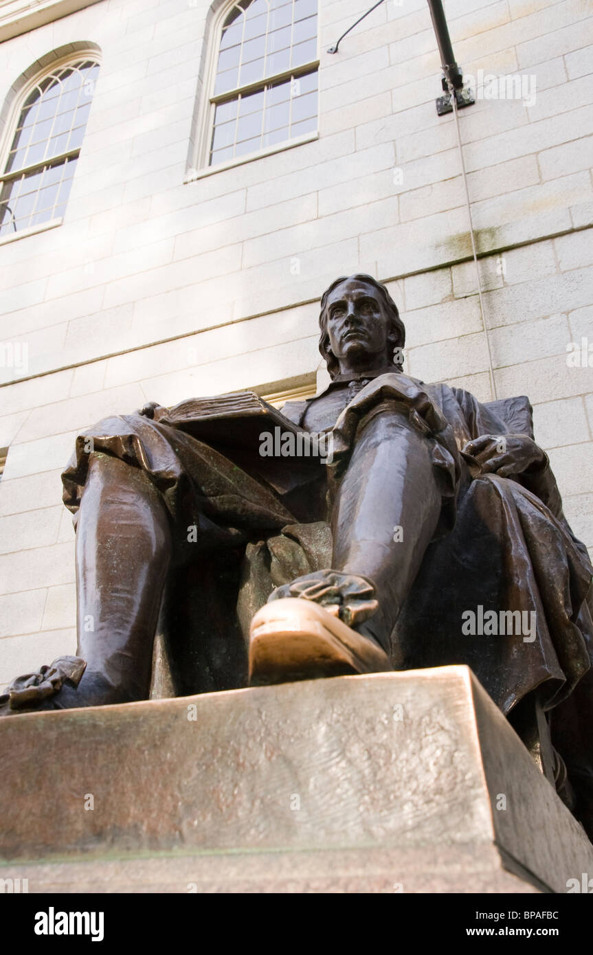 John Harvard statue in Harvard University Cambridge Massachusetts USA Stock Photo