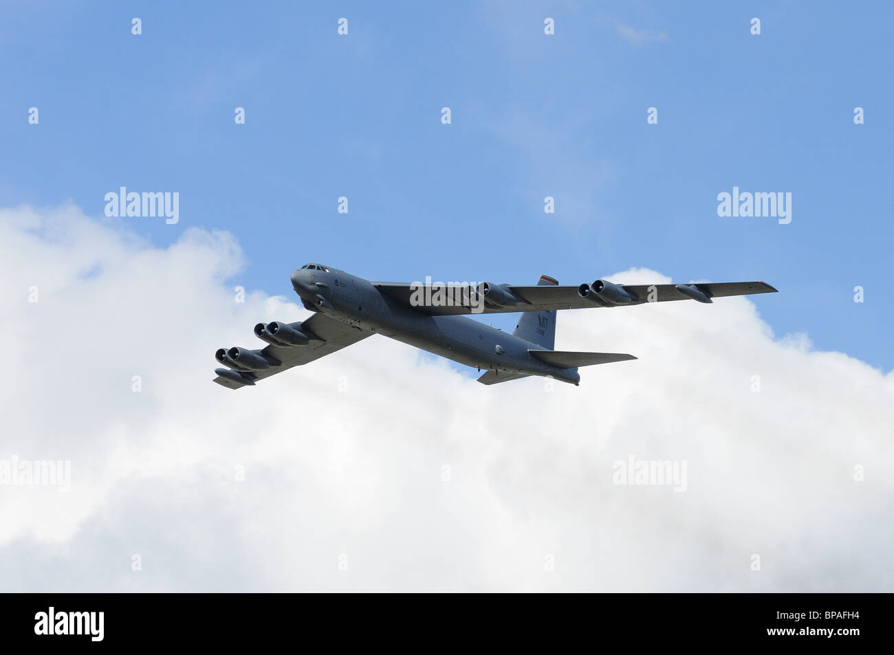 Boeing B-52H Stratofortress from the 20th Bomb Squadron US Air Force Strike Command  based at Barksdale AFB displays at the RIAT Stock Photo
