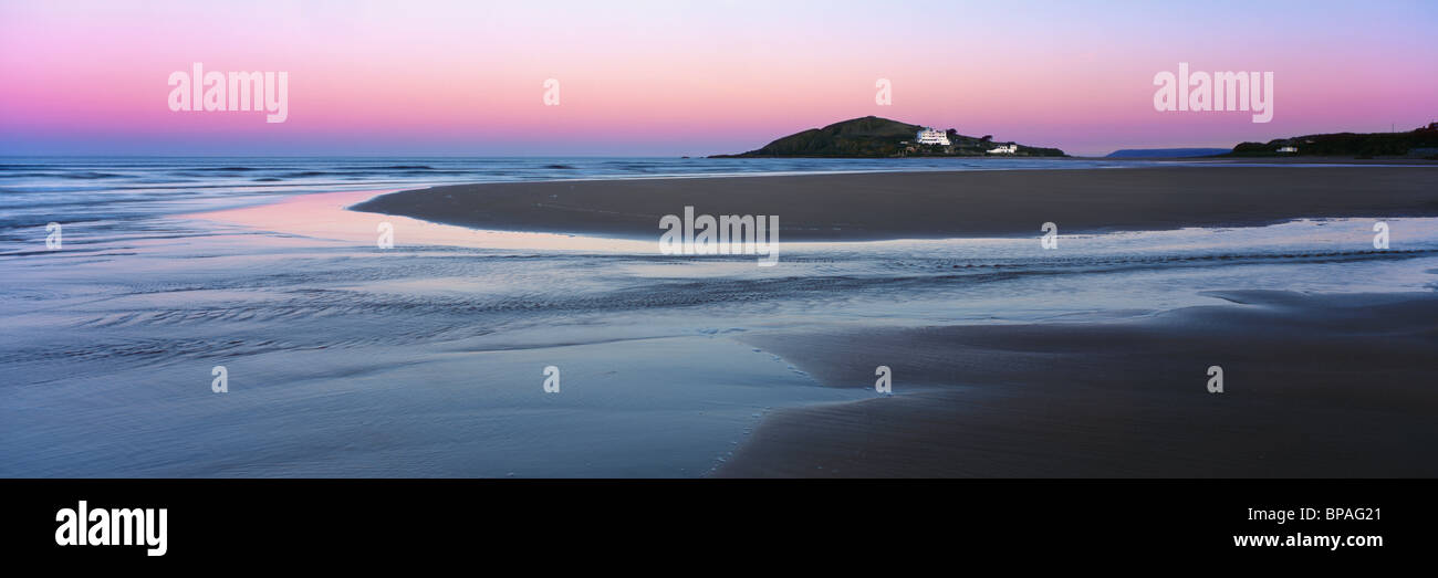 Burgh Island from Bantham Beach, South Devon at dawn Stock Photo