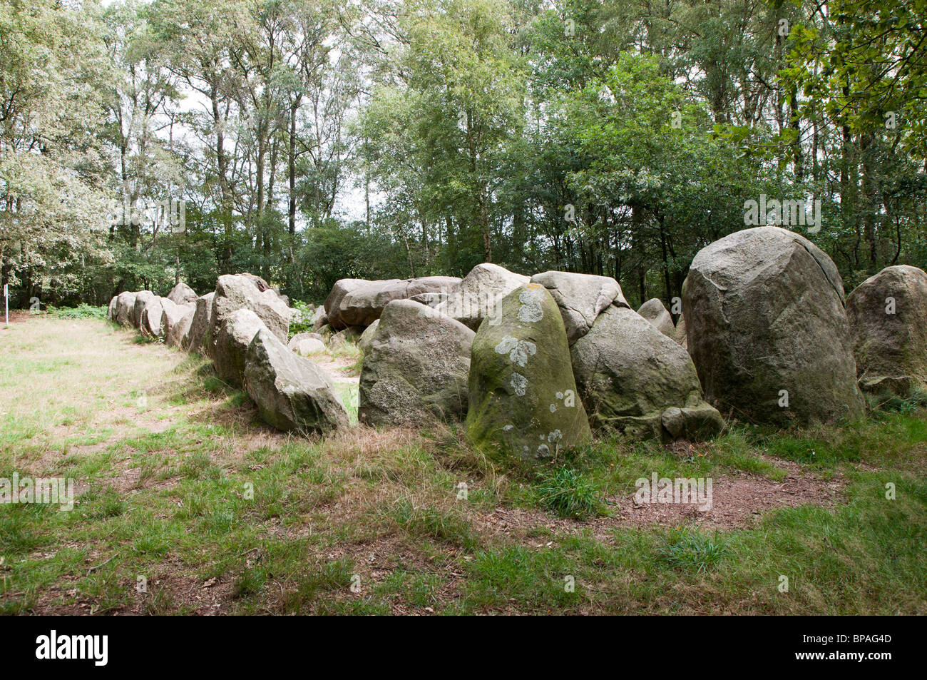 Megalithic tomb Kleinenkneten II - Grosse Steine II, three cambers in one enclosure Stock Photo