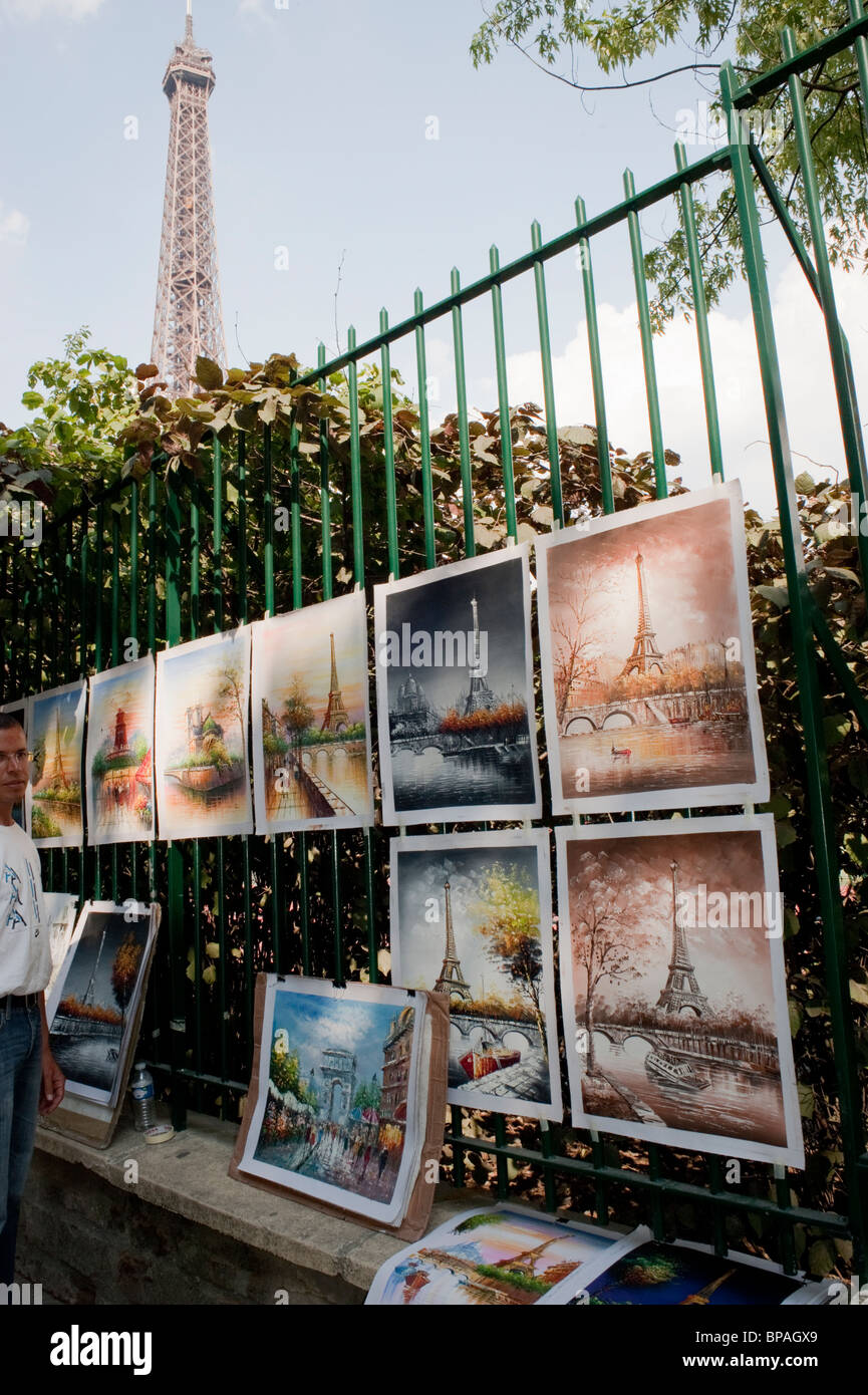 Paris, France, Shopping on Street, Near Eiffel Tower, Vendor Selling