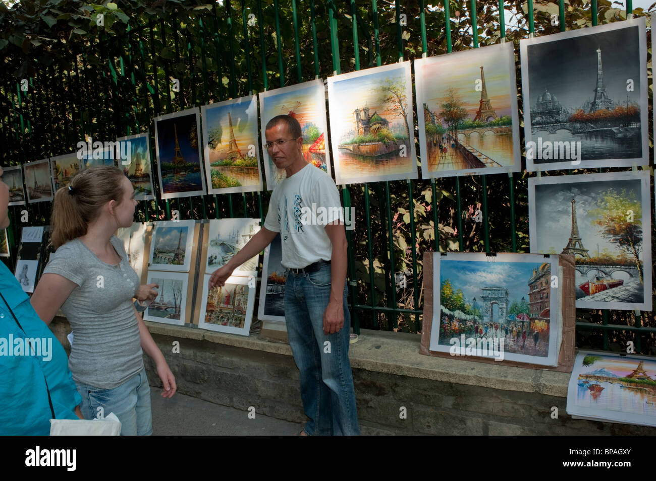 Paris, France, Woman Tourists Shopping Near Eiffel Tower, Street Vendor