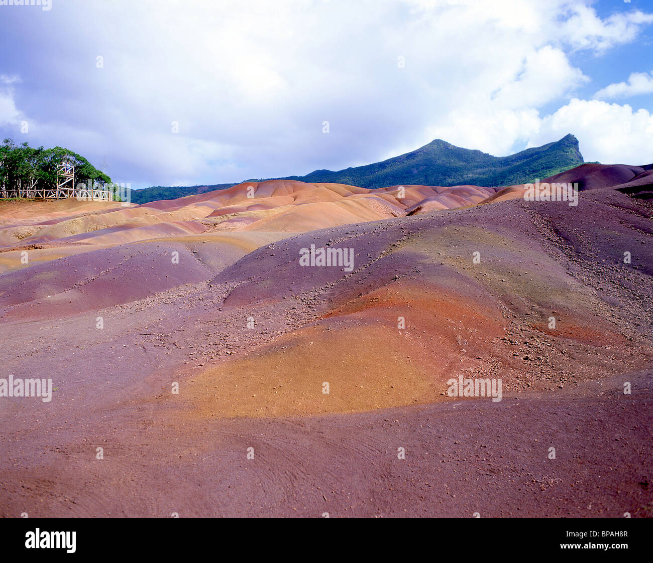 Chamarel coloured earth, Black River District, Republic of Mauritius Stock Photo