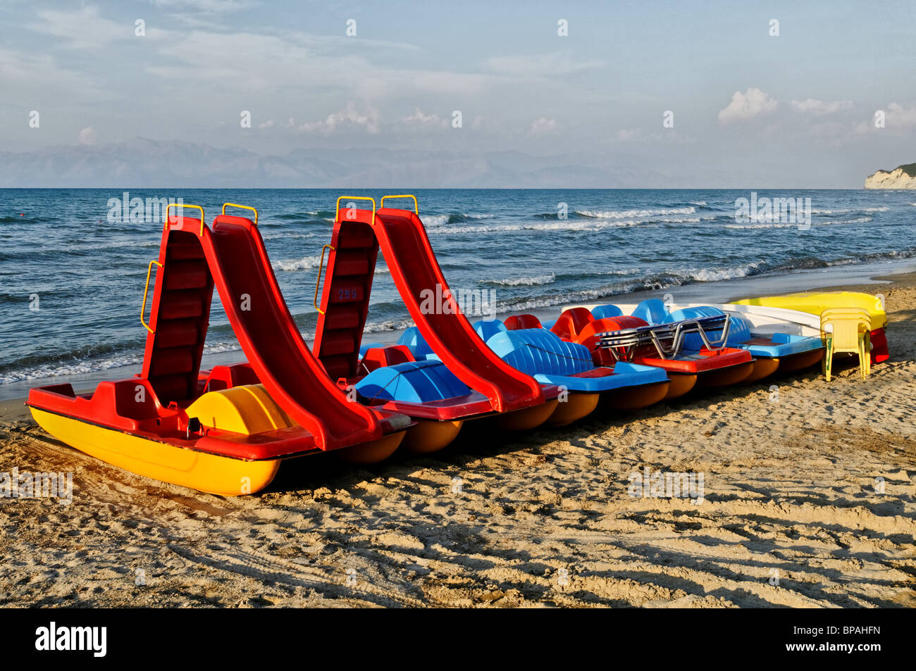 Pedelo Boats - Corfu Stock Photo