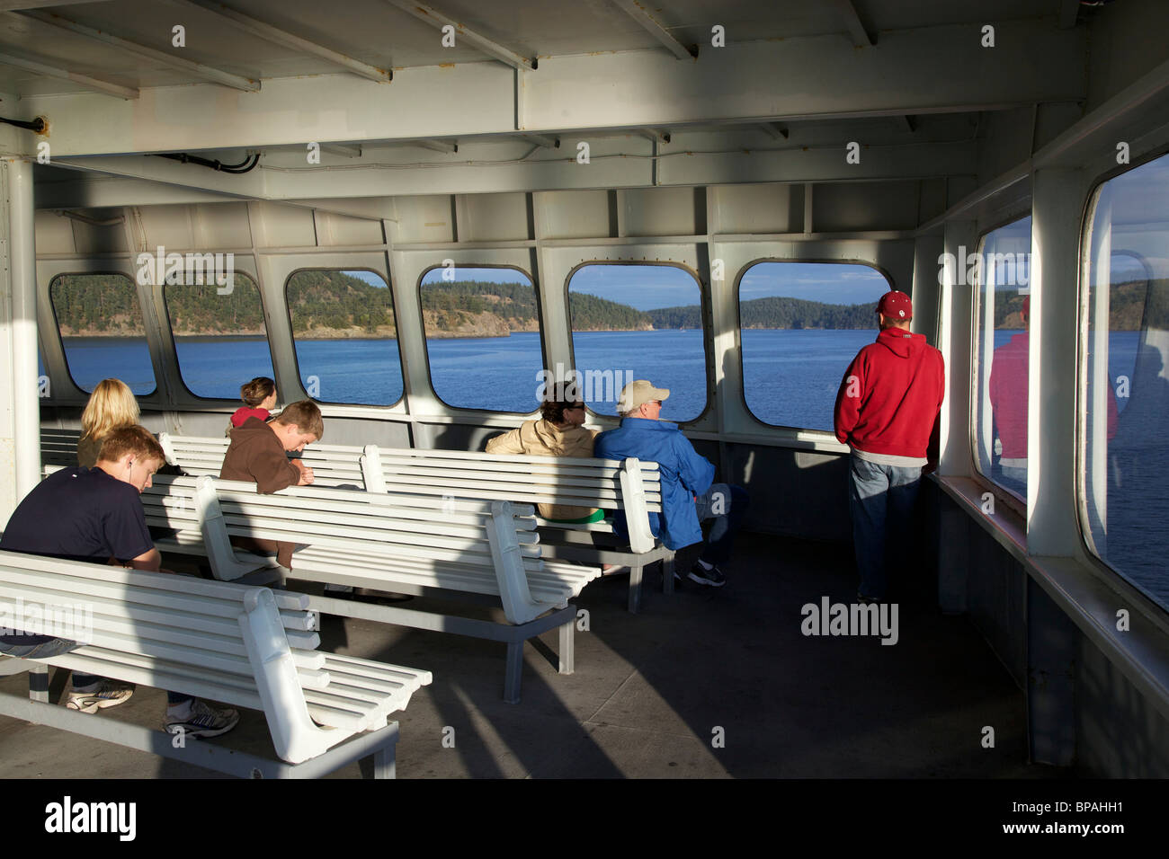 Passengers on ferry from Friday Harbor to Anacortes. San Juan Islands
