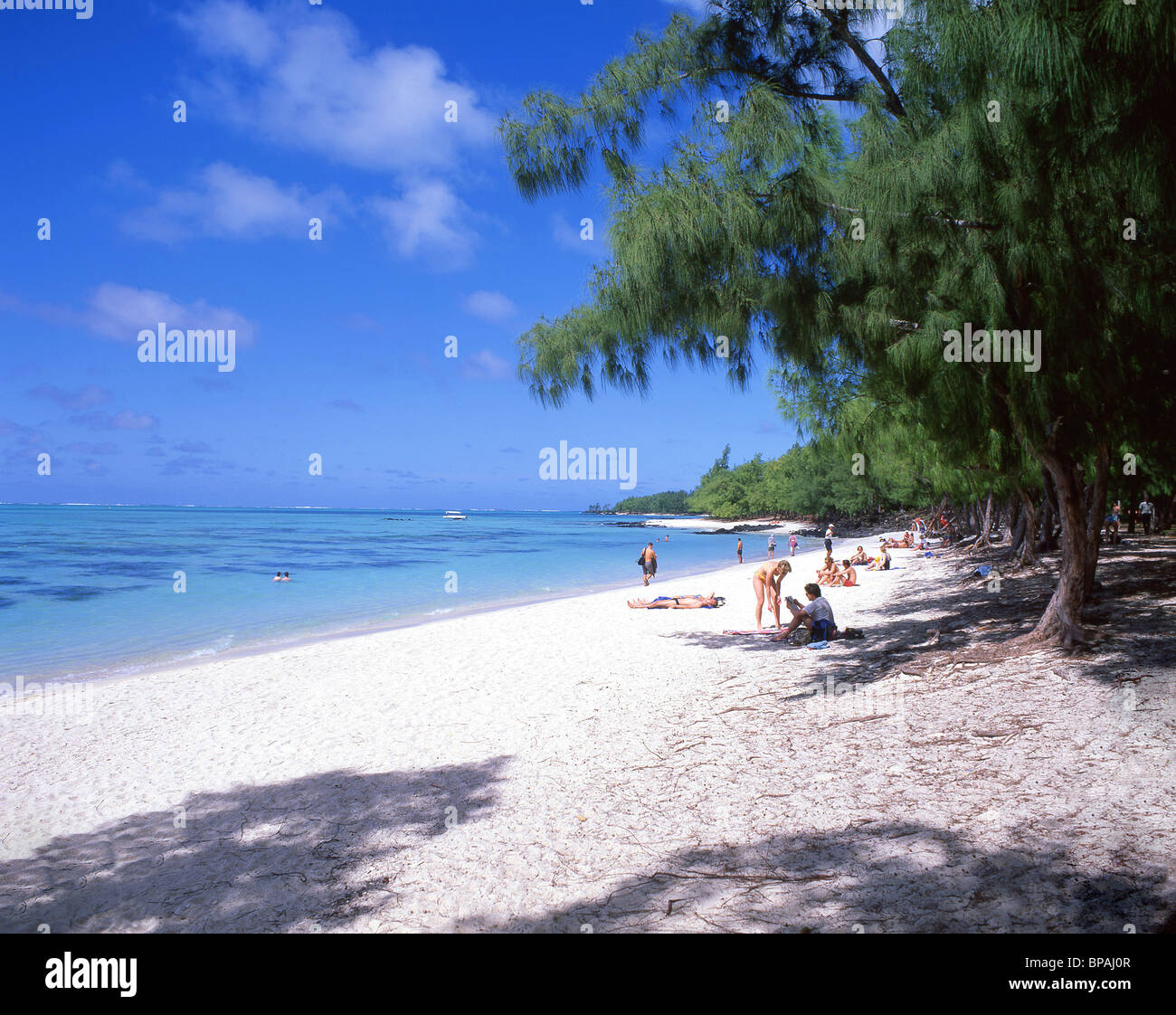 Beach view, Île aux Cerfs, Flacq District, Republic of Mauritius Stock Photo