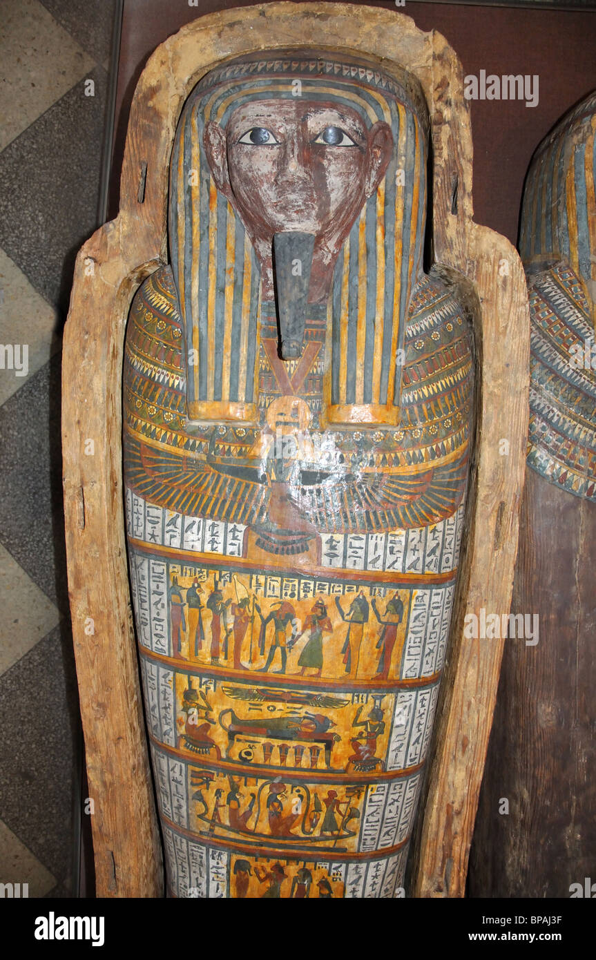 Egyptian mummy case, State Hermitage Museum, Saint Petersburg, Northwestern Region, Russia Stock Photo