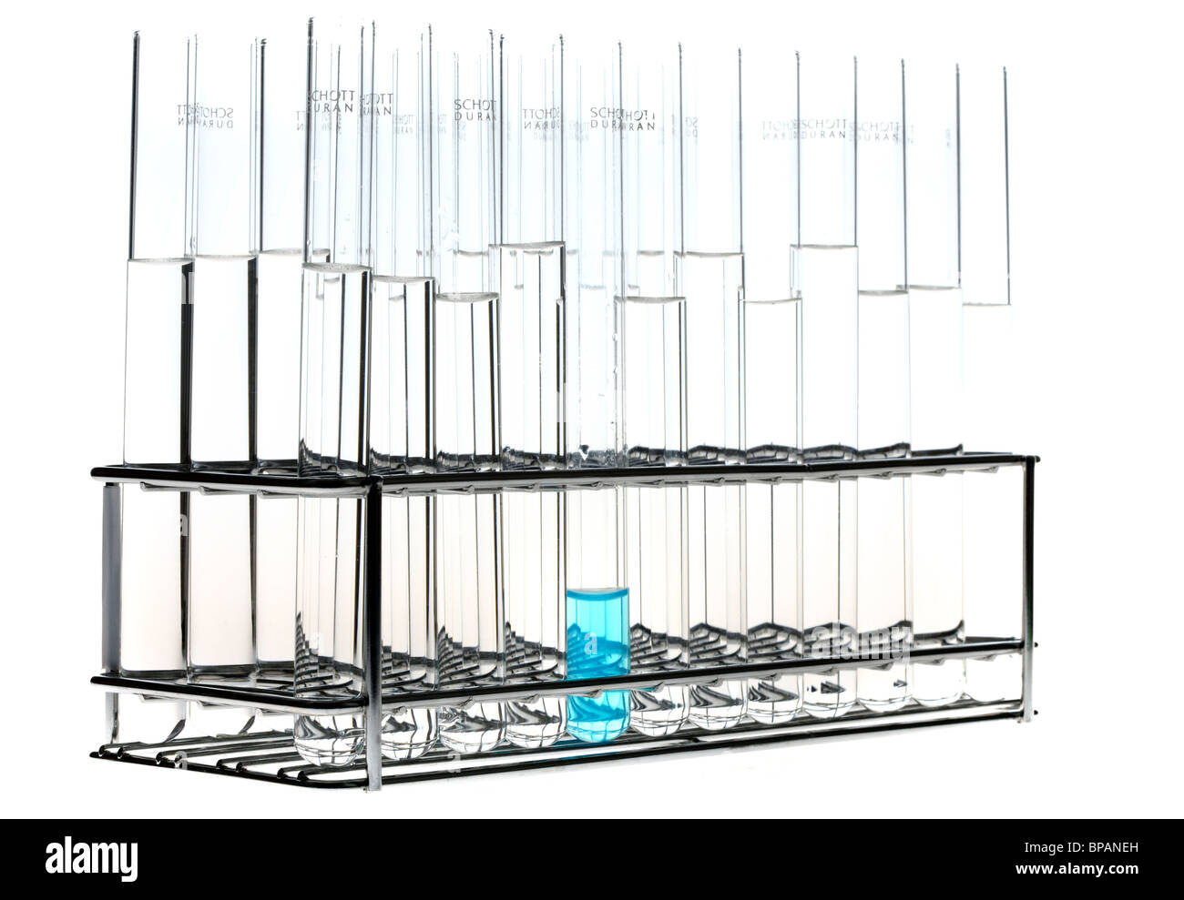 Chemicals in testtubes. Liquid chemicals in a chemical laboratory