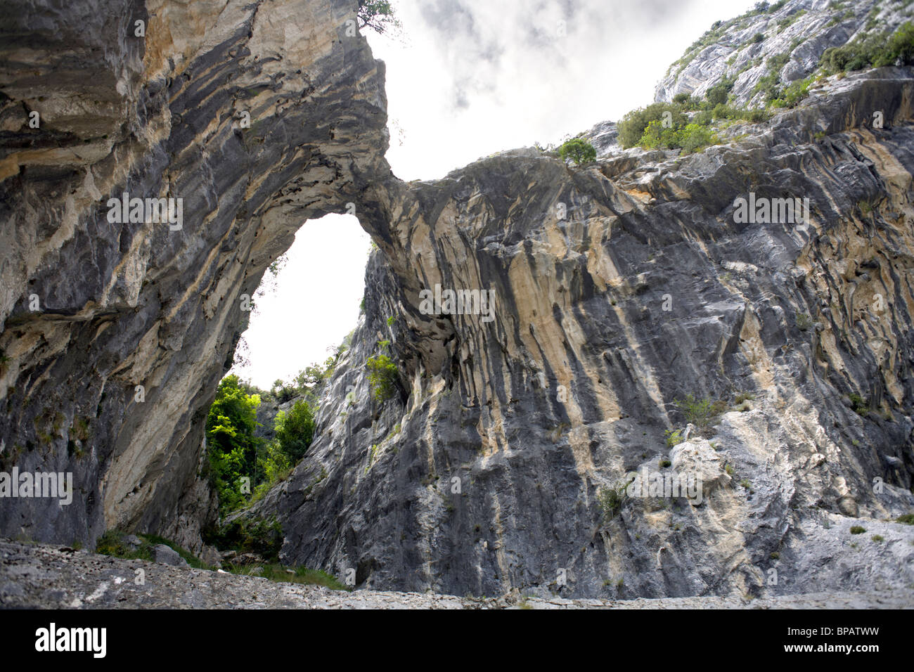 Geological formation in the Cares Gorge, Picos de Europa, Spain, Desfiladero del Rio Cares, rock, natural, nature, national park Stock Photo