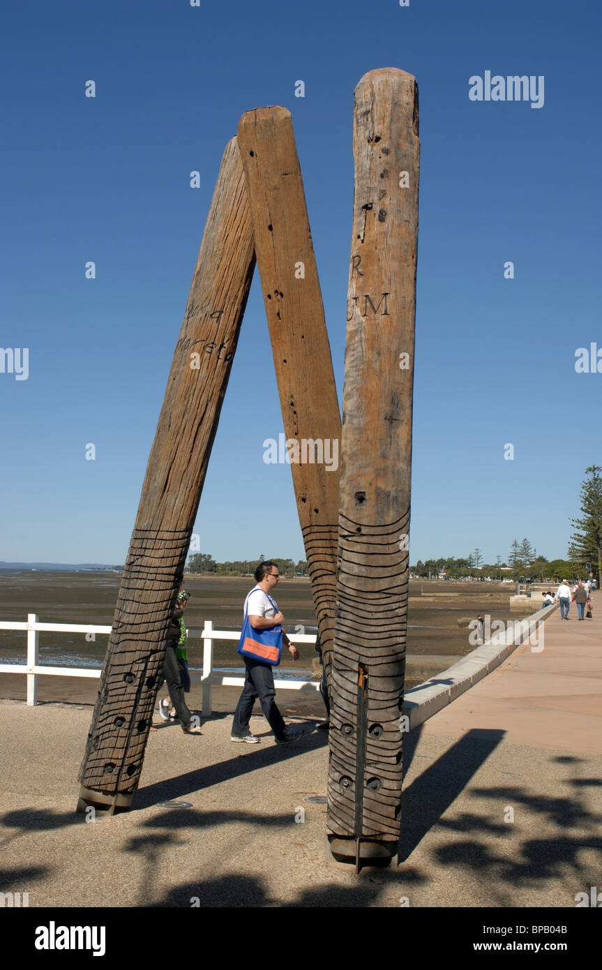 Quandamooka wynnum jetty art project hires stock photography and