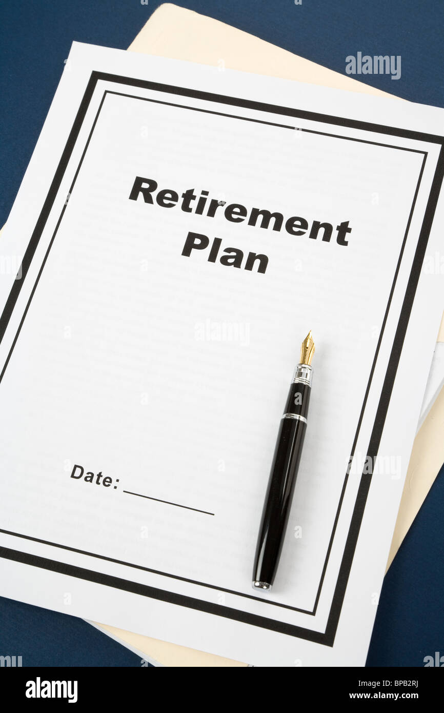 Retirement Plan and pen, business concept Stock Photo
