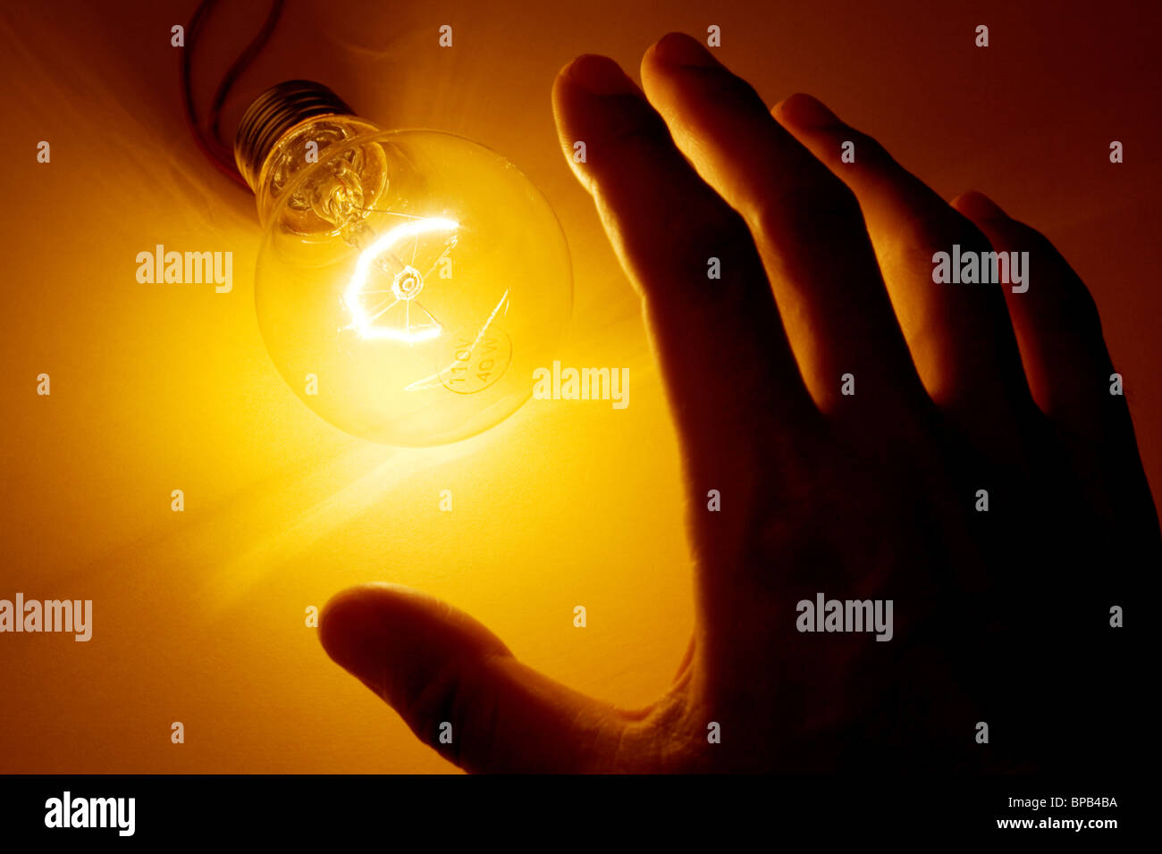 Bright Light Bulb close up shot Stock Photo