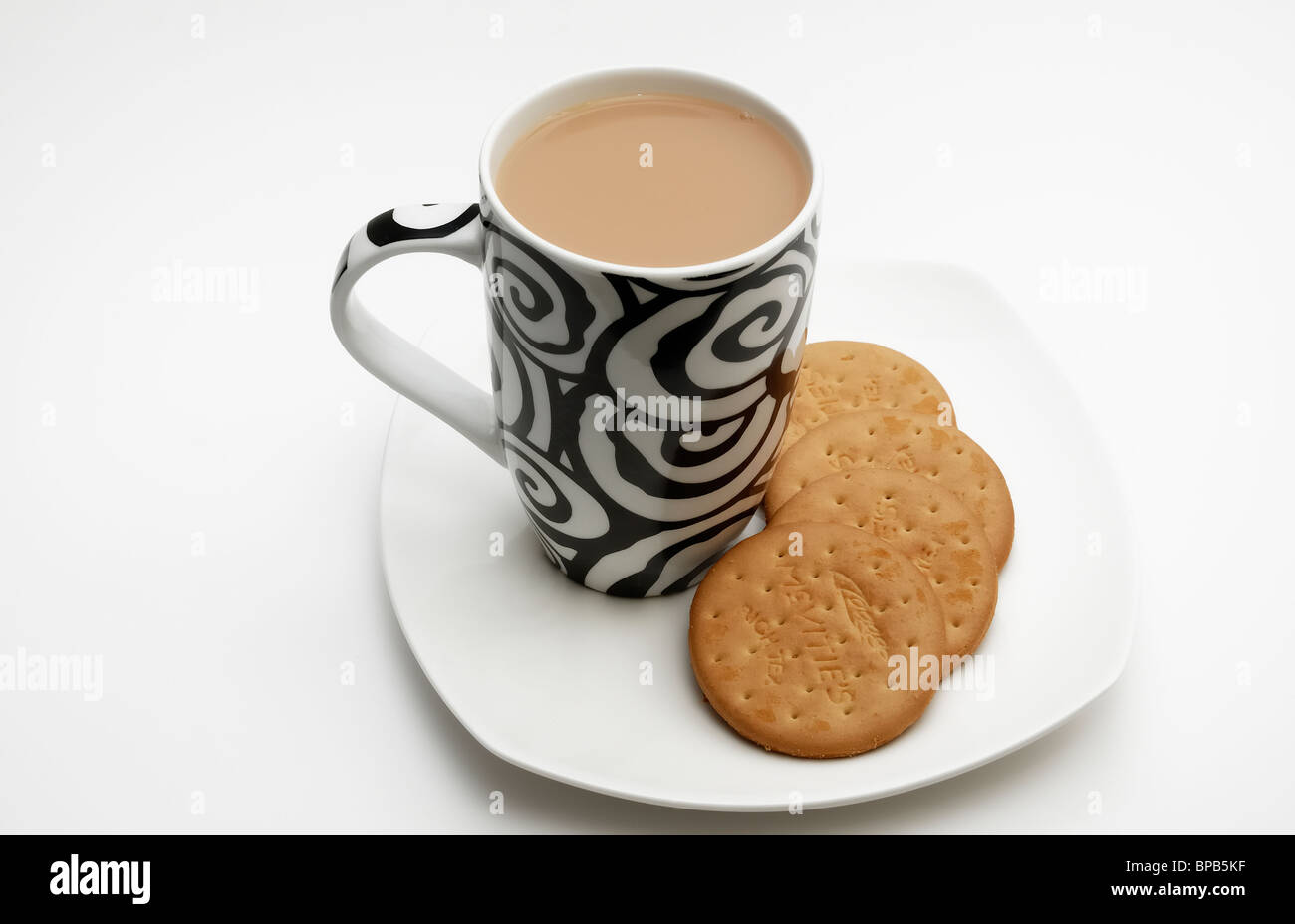 tea break with biscuits and mug of tea Stock Photo Alamy