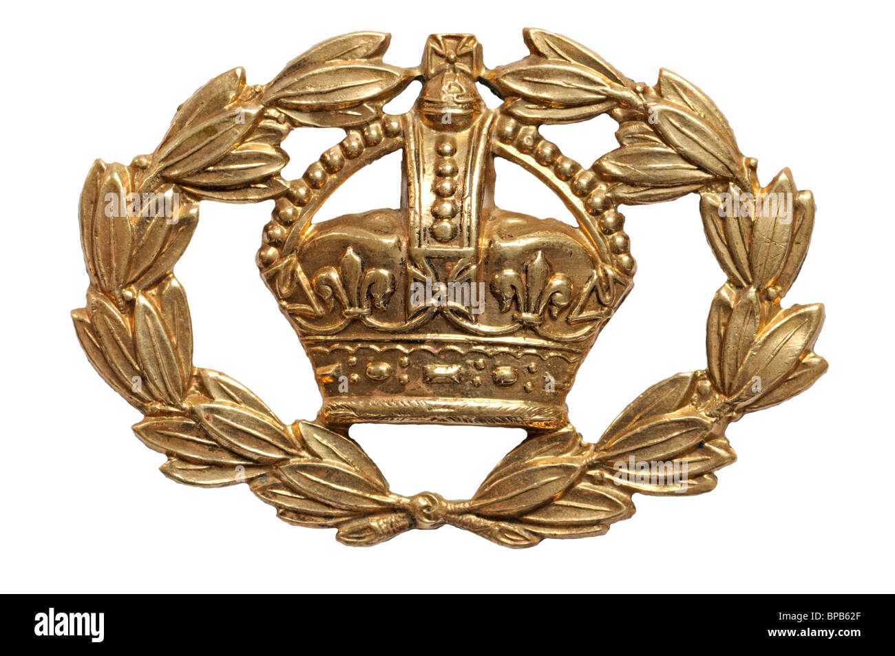 British Warrant Officer's Brass Cap Badge Stock Photo