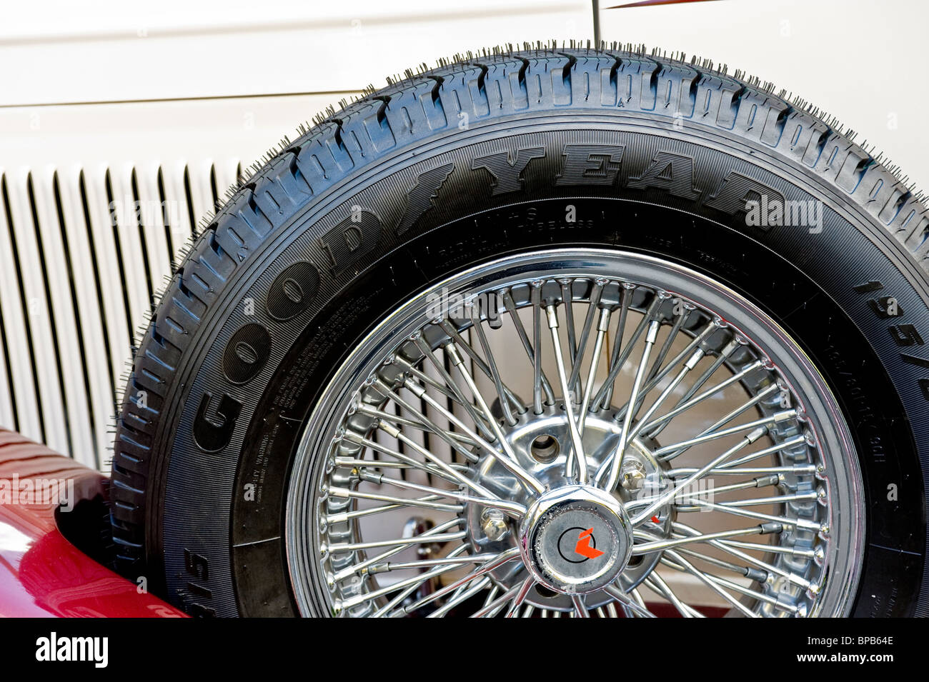 wheel on side of classic vintage car - goodyear Stock Photo - Alamy