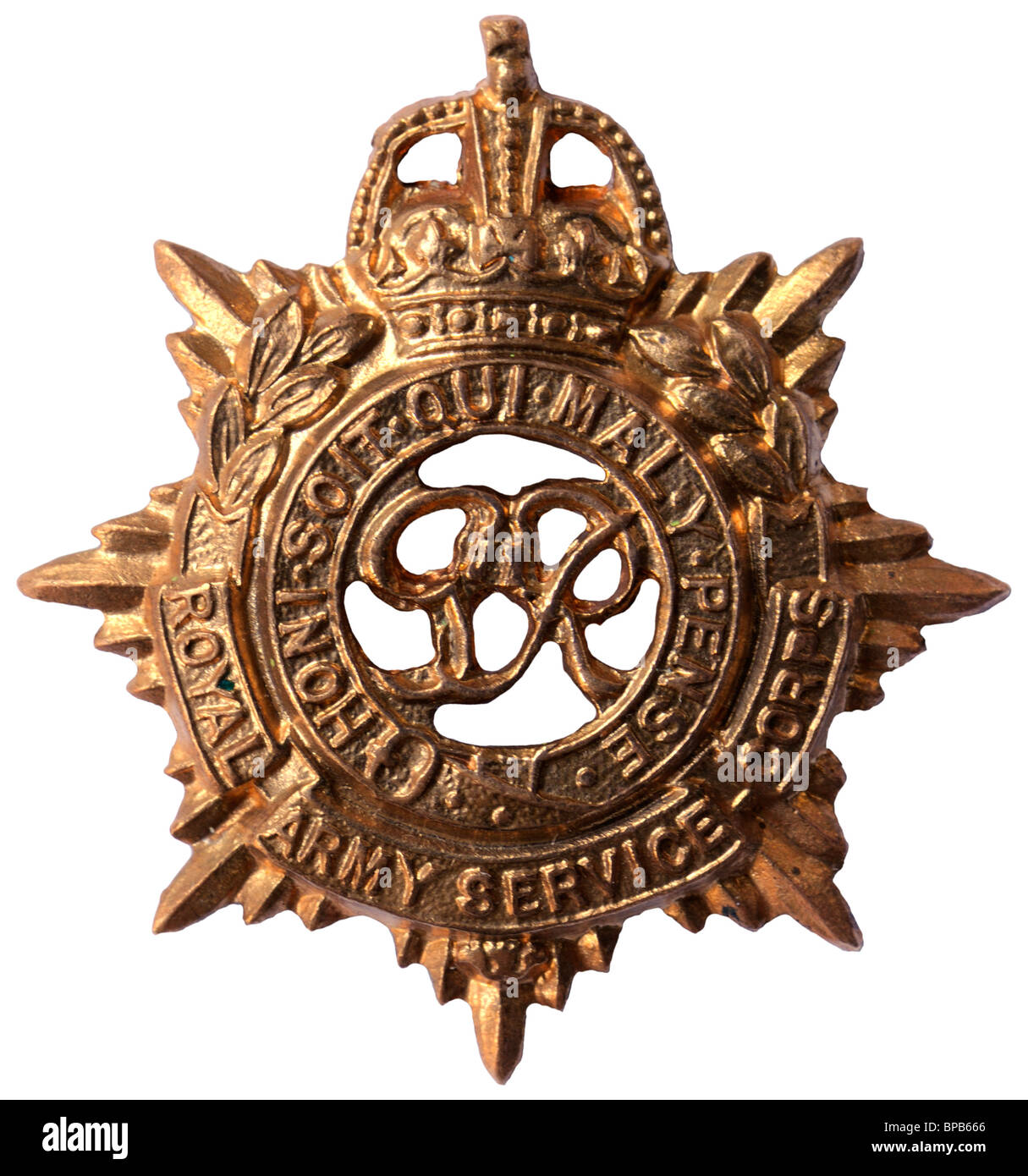 Royal Army Service Corps Brass Collar Badge - RASC Stock Photo