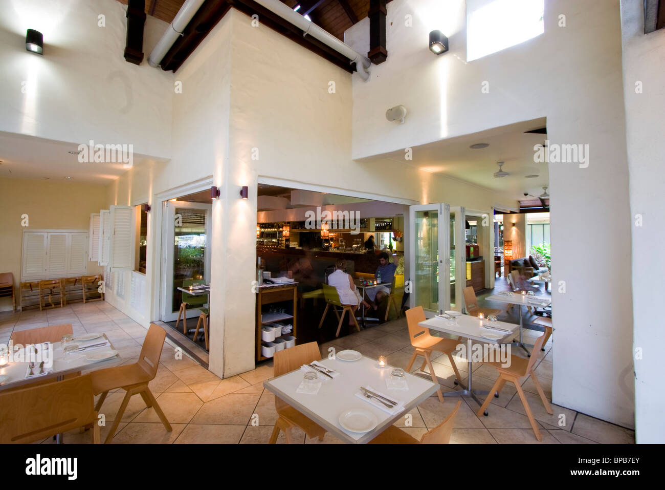 The airy, spacious dining area of Zinc Restaurant in Port Douglas, far