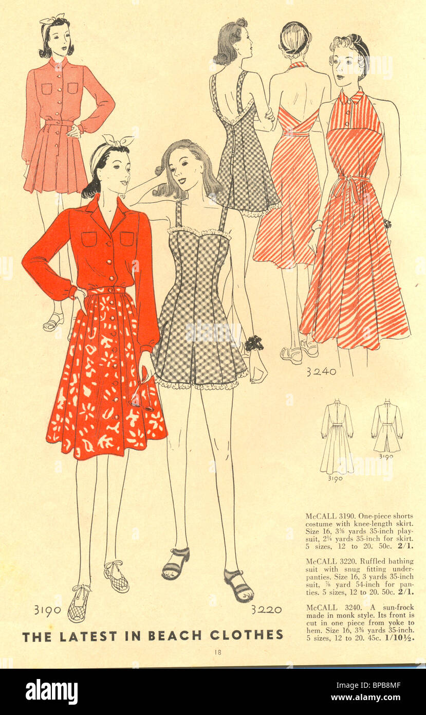 Page from McCall catalogue of ladies fashions 1939 Stock Photo