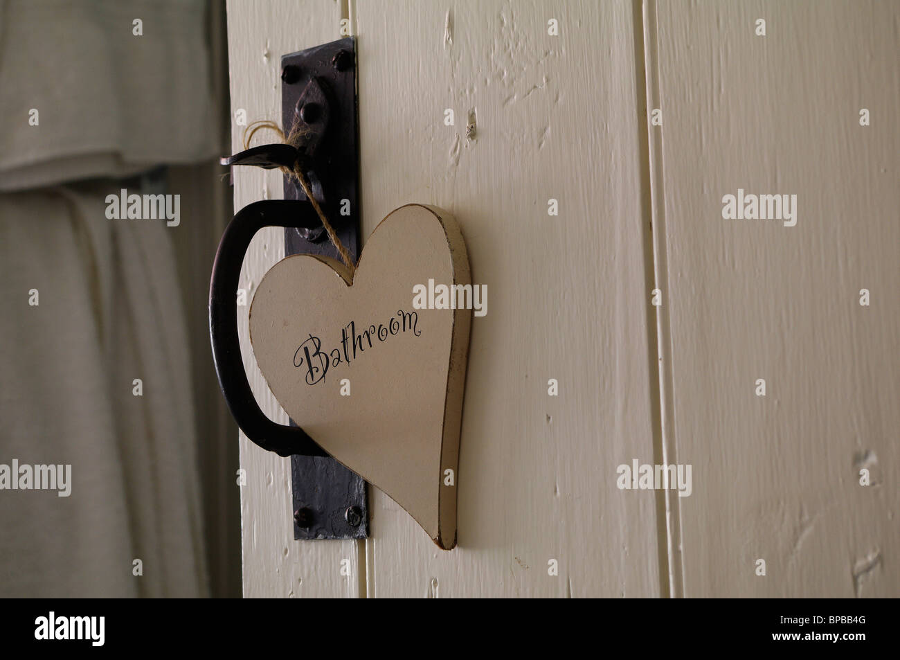 A decorative sign for a holiday cottage bathroom. Stock Photo
