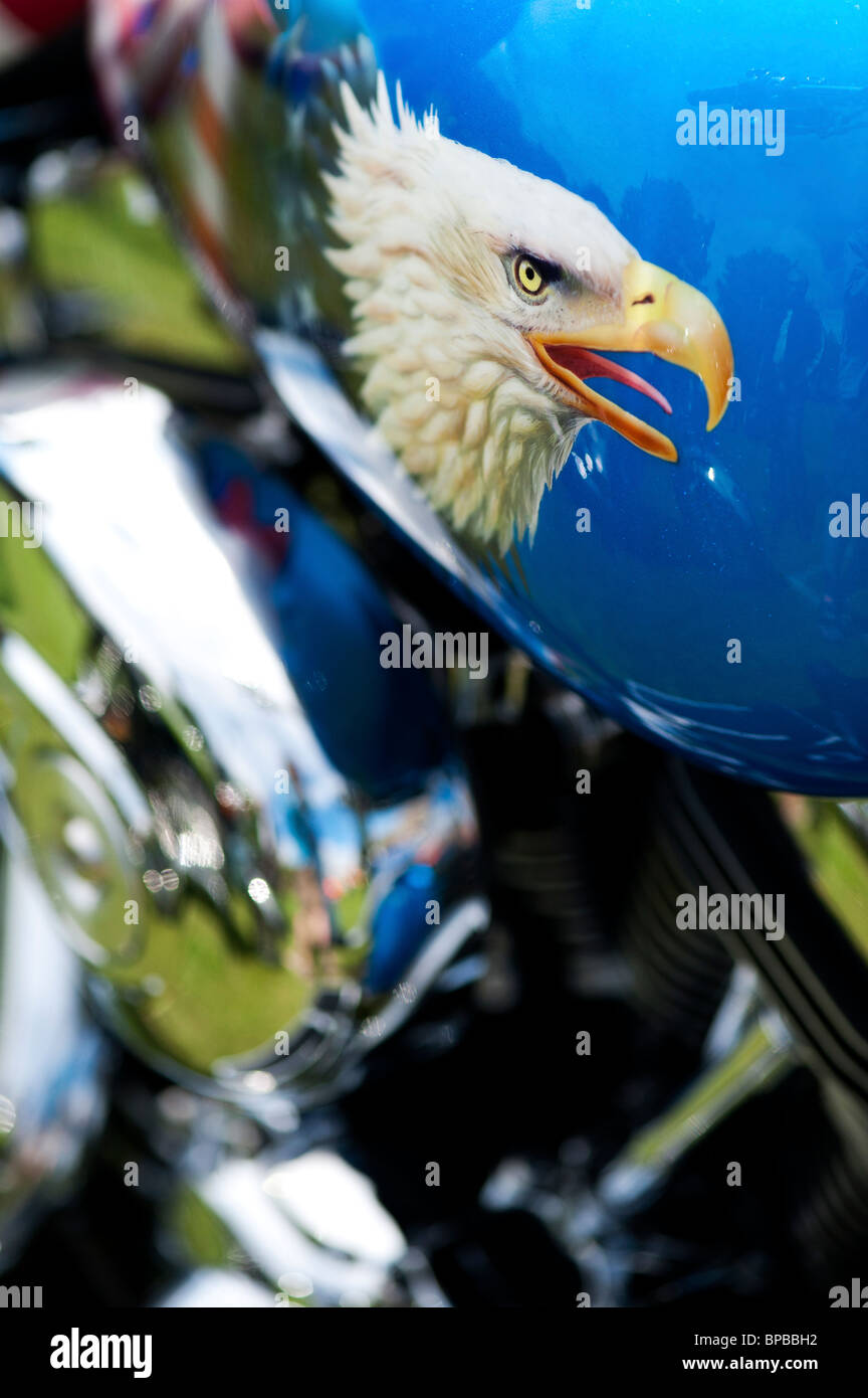 Harley Davidson motorcycle, with custom american bald eagle paint work