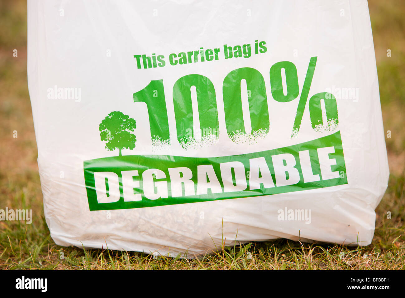 A 100% biodegradeable plastic carrier bag Stock Photo - Alamy
