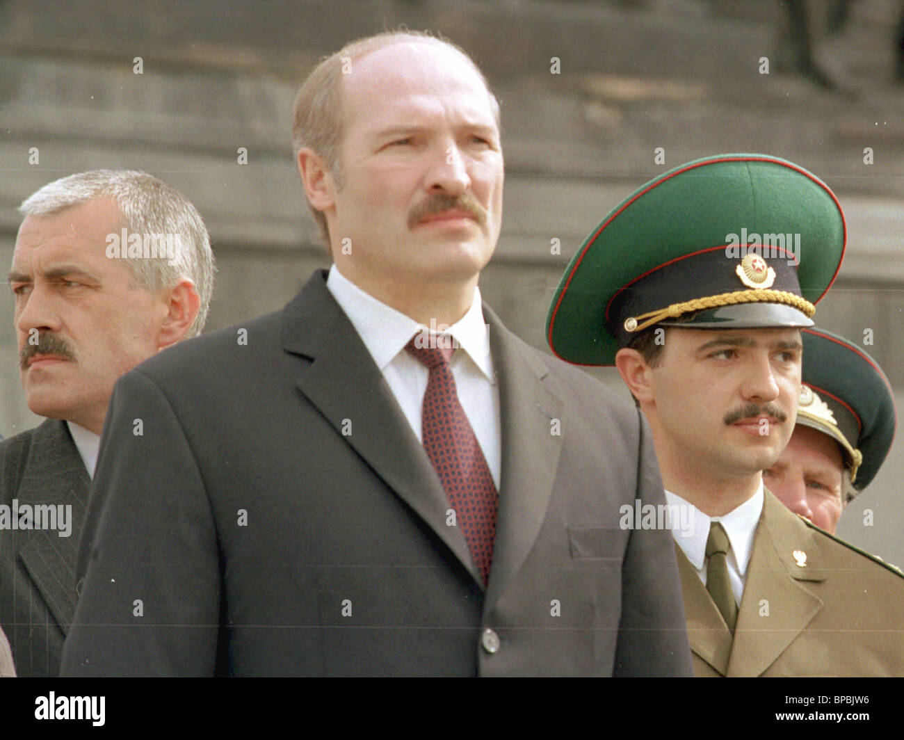 Byelorusian President Alexander Lukashenko Pictured With His Son Viktor At Right Who Serves In Byelorusian Borderguards Forces Stock Photo Alamy