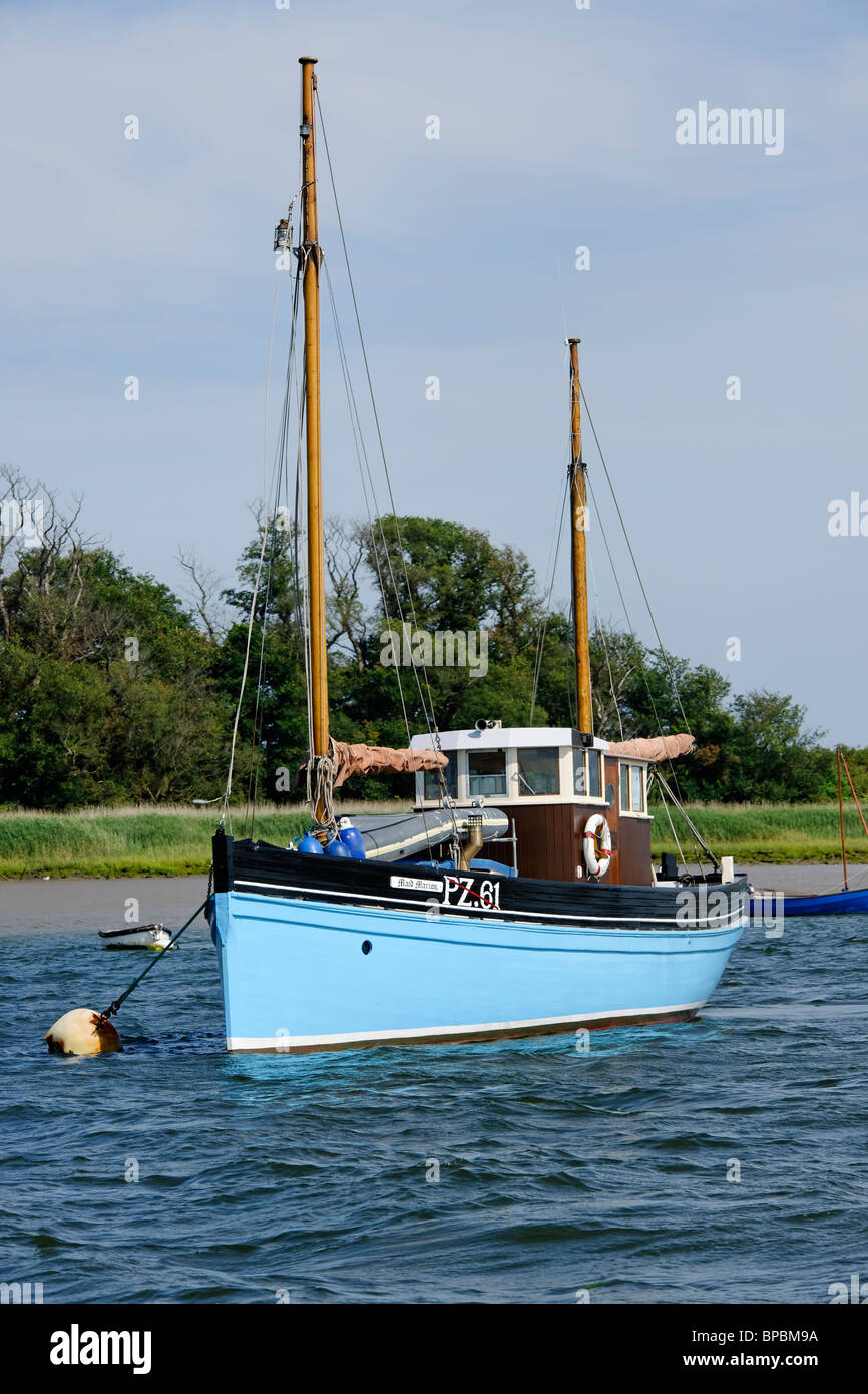 Moored sailing boat on the estuary Stock Photo