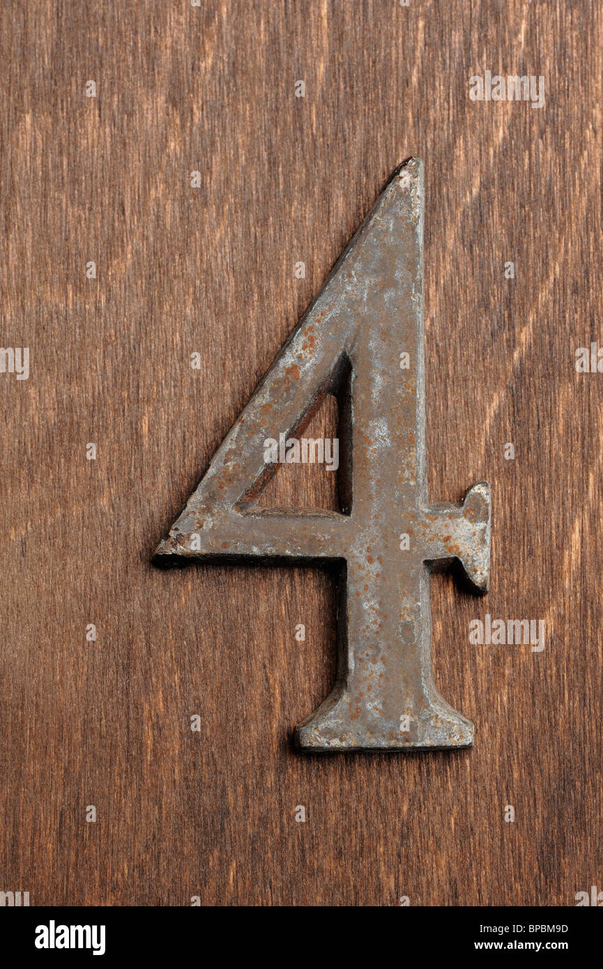 Metal number four Stock Photo
