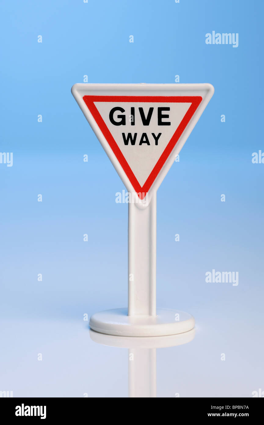 Toy Give Way sign Stock Photo