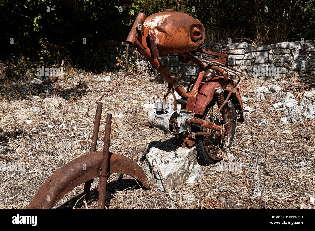 Ruined Motorbike  - Paleo Perithia Stock Photo