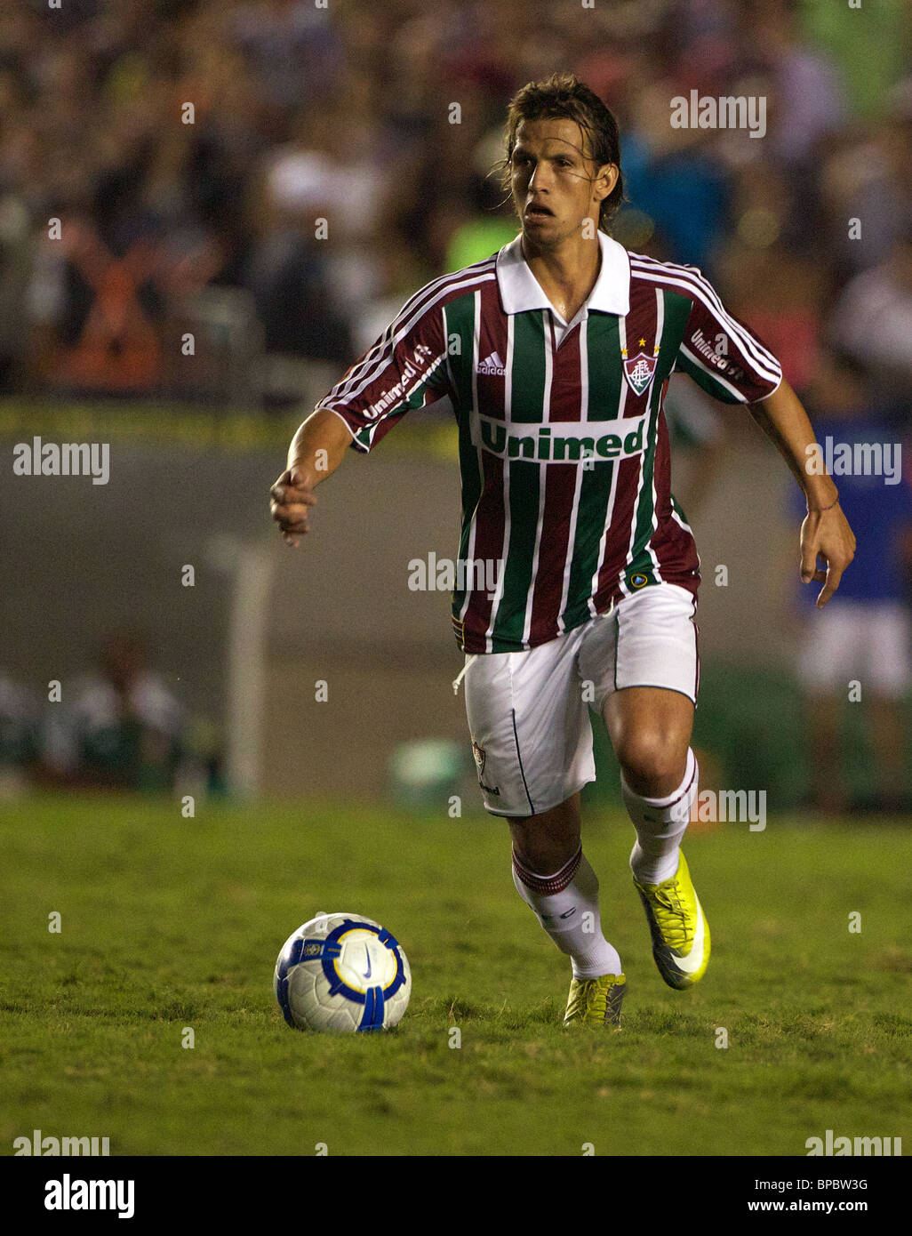Diguinho in action for Fluminense during the Fluminense FC V CR Vasco da Gama Futebol Brasileirao League match at Maracana. Stock Photo