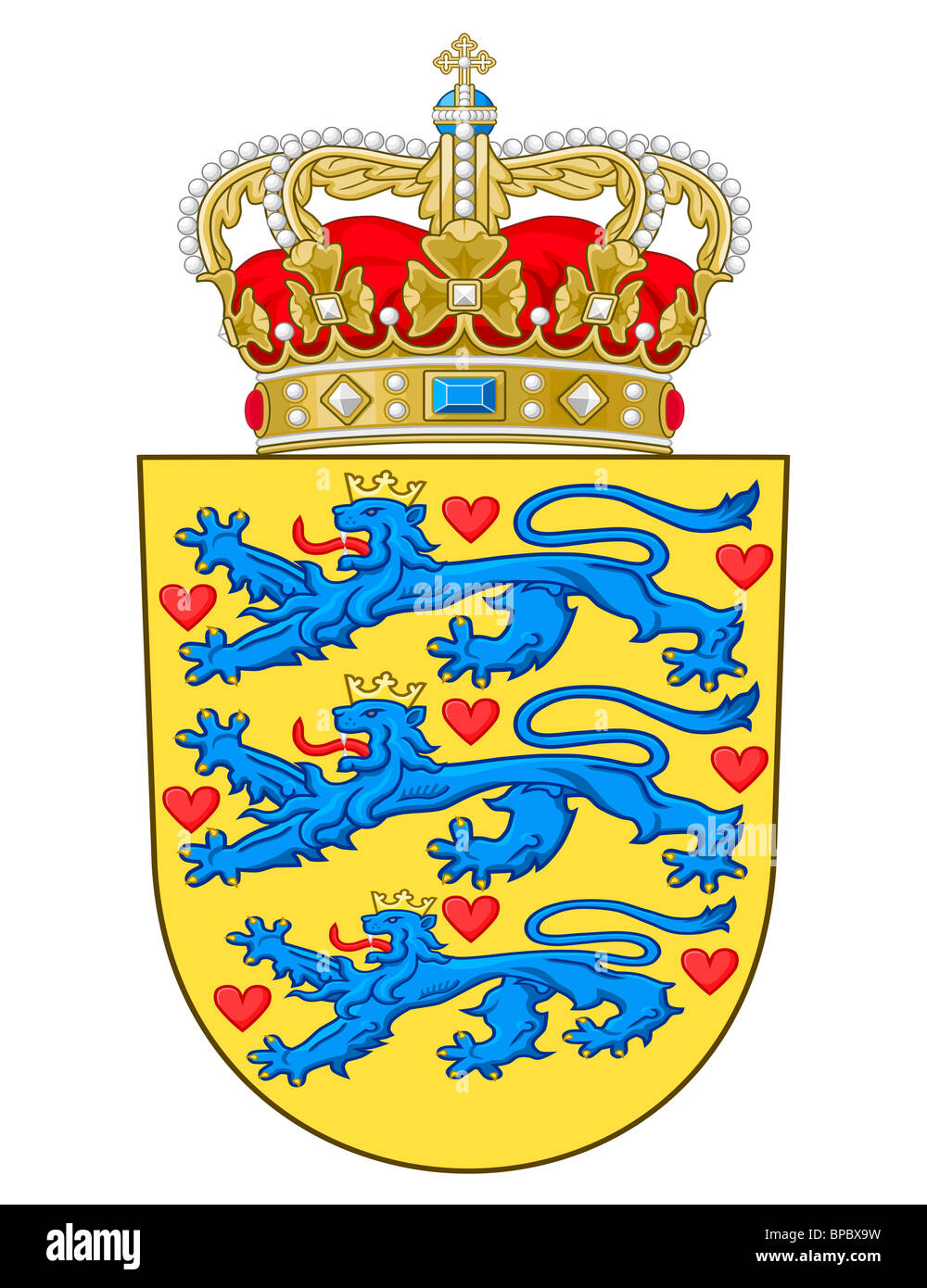 Denmark Coat Of Arms Seal Or National Emblem Isolated On White 