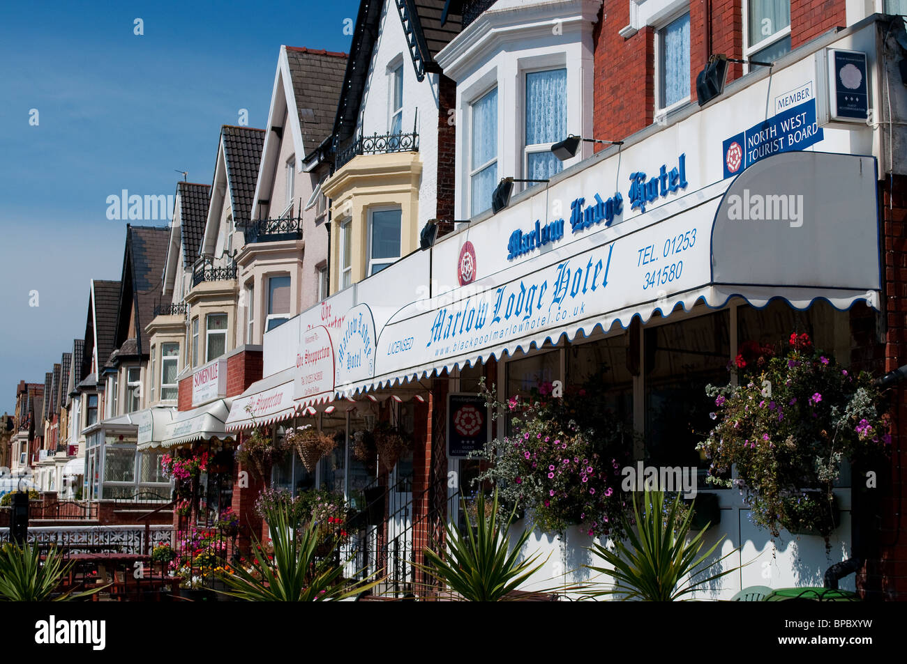 traditional bed & breakfast hotels in Blackpool, UK Stock Photo