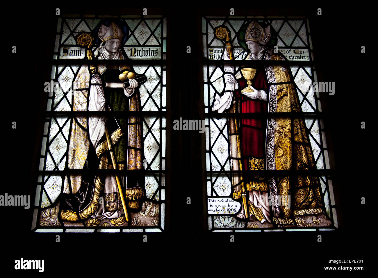 Stained glass window depicting in Chichester Cathedral