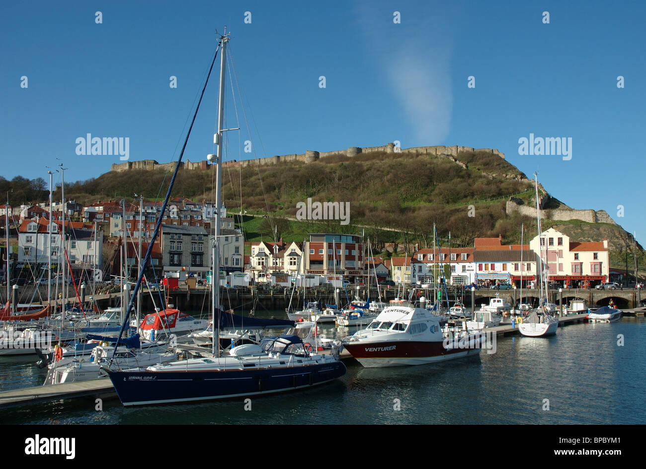 harbour and castle, Scarborough, North Yorkshire, England, UK Stock Photo