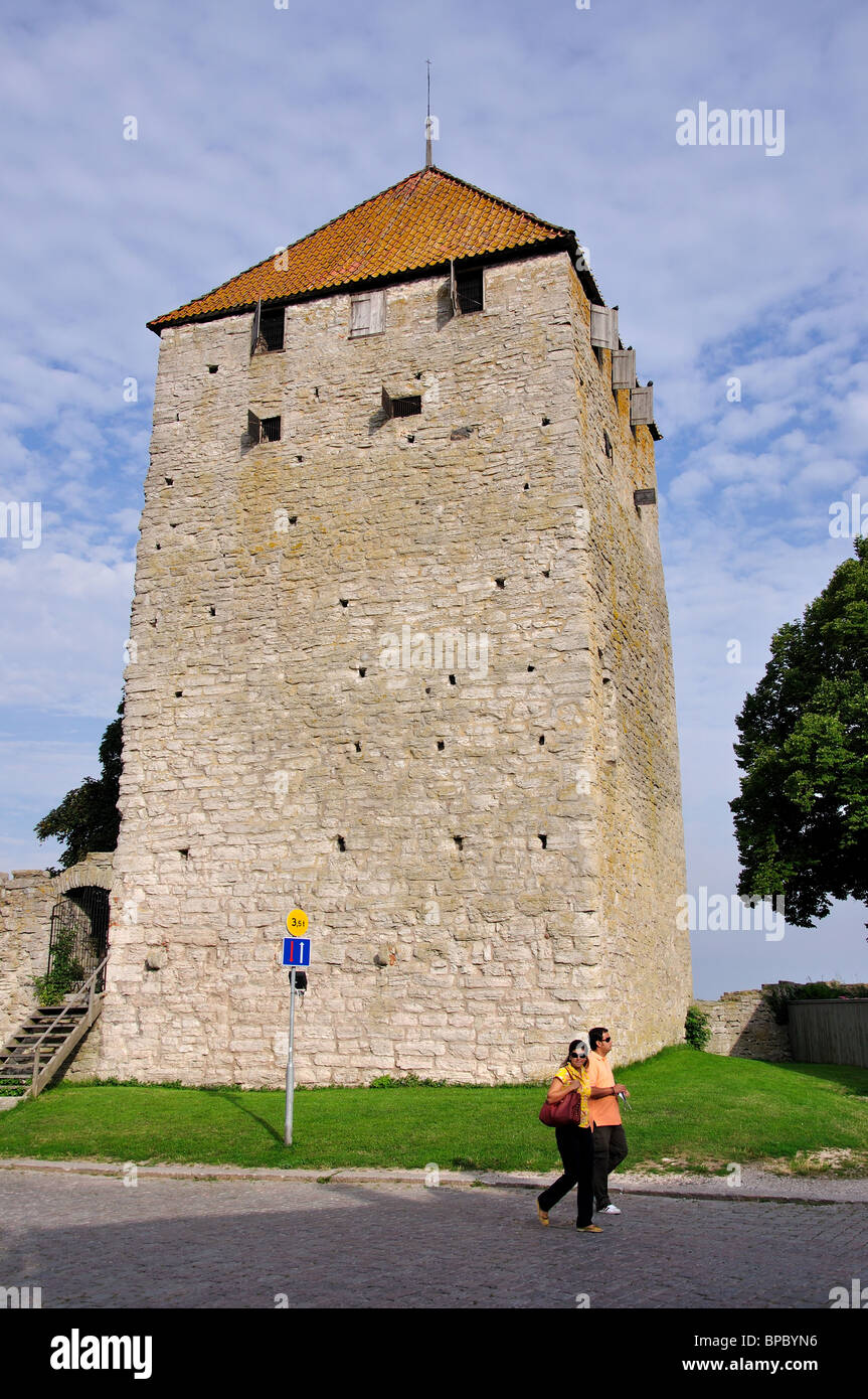 The Powder Tower, Old Town, Visby, Gotland Municipality, Gotland County, Kingdom of Sweden Stock Photo