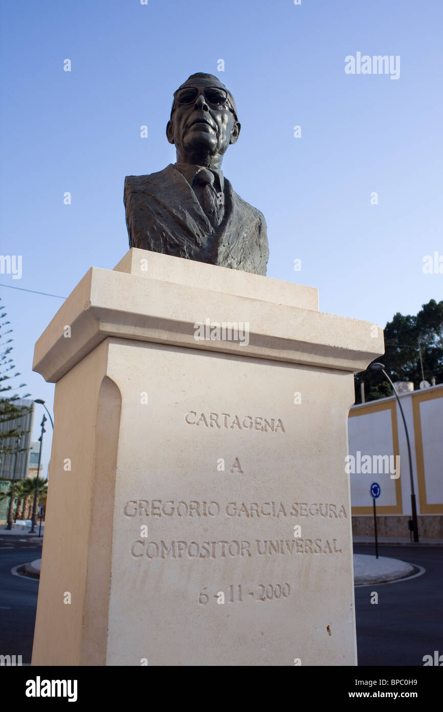 Photograph of a statue of Gregorio Garcia Segura in Cartagena,Spain