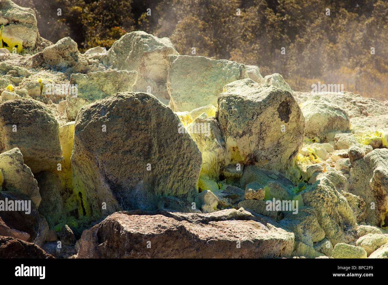 Sulphur or sulfur banks at Volcanoes National Park, Hawaii, USA Stock